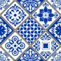 Preview: Glastür Folie Blue Design Patchwork