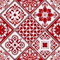 Preview: Glastür Folie Red Patchwork Tiles