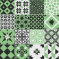 Preview: Glastür Folie Grüne Retro Patchwork