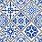 Preview: Glastür Folie Blue White Patchwork