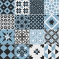 Preview: Glastür Folie Blau Patchwork