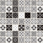 Preview: Glastür Folie Black White Talavera Tile