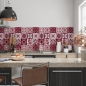Preview: Küchenrückwand Rote Patchwork Fliese