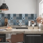 Preview: Küchenrückwand Blaue Retro Patchwork