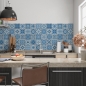 Preview: Küchenrückwand Blaue Fliesen Optik