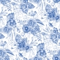 Preview: Küchenrückwand Blumenbukett in Blau