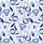Preview: Küchenrückwand Blau Blumen Kunst