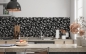 Preview: Küchenrückwand Schwarz Weiß Blüten