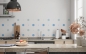 Preview: Küchenrückwand Blau Farbene Punkte