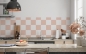 Mobile Preview: Küchenrückwand Weiß Rosa Karo