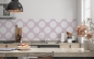 Preview: Küchenrückwand Lila Weiß Punkte