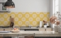 Preview: Küchenrückwand Vintage Weiß Gelb Kreise