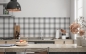 Preview: Küchenrückwand Weiß Grau Tartan