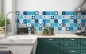 Preview: Küchenrückwand Blau Weiß Patchwork