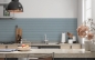 Preview: Spritzschutz Küche Graublau Holzpaneele