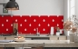 Preview: Spritzschutz Küche Rot Weiß Regentropfen