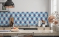 Preview: Spritzschutz Küche Blau Lila Rauten