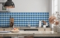 Preview: Spritzschutz Küche Blaue Fächer Muster