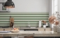 Preview: Spritzschutz Küche Grün Beige Balken