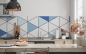 Preview: Spritzschutz Küche Blau Weiß Dreieck