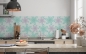 Preview: Spritzschutz Küche Mint Lila Blumen
