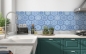 Preview: Spritzschutz Küche Blaue Hexagon Patchwork