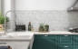 Mobile Preview: Spritzschutz Küche Weiß Grau Keramikmosaik