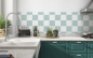 Preview: Spritzschutz Küche Weiß Blau Quadrat