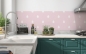 Preview: Spritzschutz Küche Weiß Pink Wassertropfen