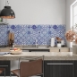 Mobile Preview: Spritzschutz Küche Blaue Patchwork Fliesen