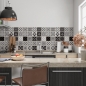 Preview: Spritzschutz Küche Black White Talavera Tile