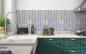 Preview: Spritzschutz Küche Blau Weiß Rustikal Holz