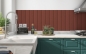 Preview: Spritzschutz Küche Holzbalken Rotbraun
