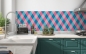 Preview: Küchenrückwand Pink Blau Rauten