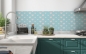 Preview: Küchenrückwand Pastell Blau Rosa Herze