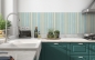 Preview: Küchenrückwand Blau Mint Streifen