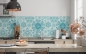 Mobile Preview: Küchenrückwand Mint Blumensterne