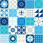 Preview: Türposter Blau Weiß Patchwork