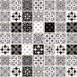 Preview: Türposter Black White Talavera Tile