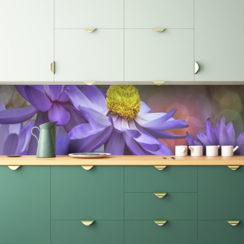 Küchenrückwand Lila Gelb Blumen