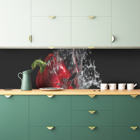 Küchenrückwand Paprika Wasser Splash