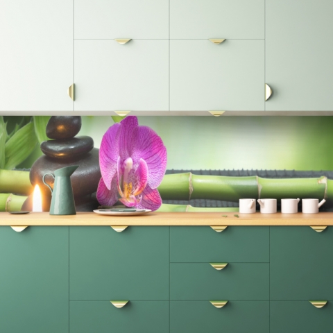 Küchenrückwand Bambus Orchidee