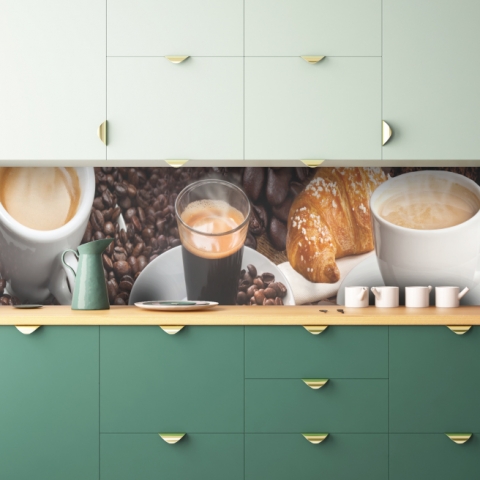 Küchenrückwand Kaffee Croissant