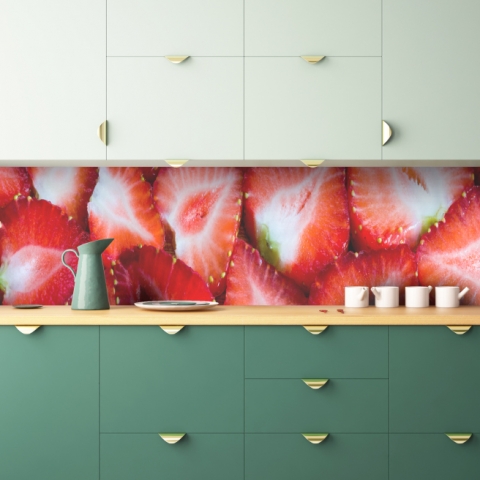Küchenrückwand Erdbeer Scheiben