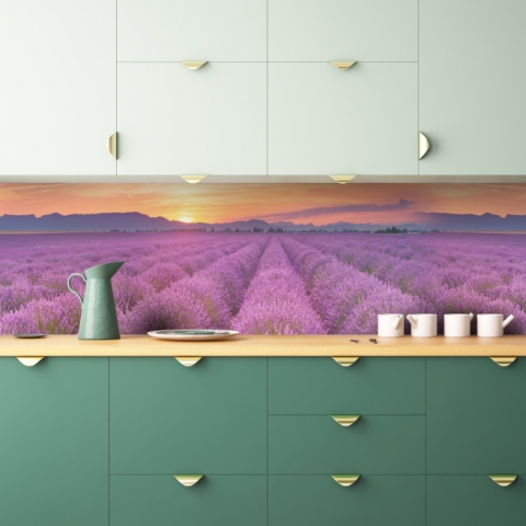 Küchenrückwand Sonne Lavendelfeld