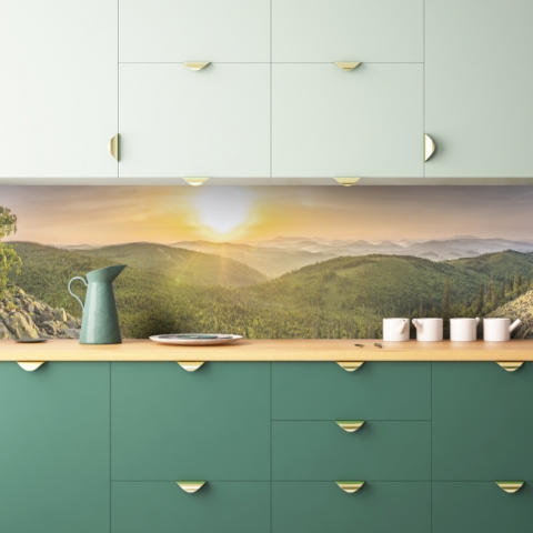 Küchenrückwand Sonne Berge