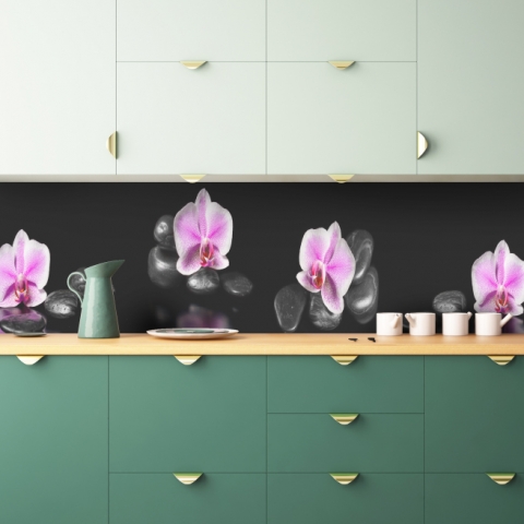 Küchenrückwand Zen Steine Orchidee