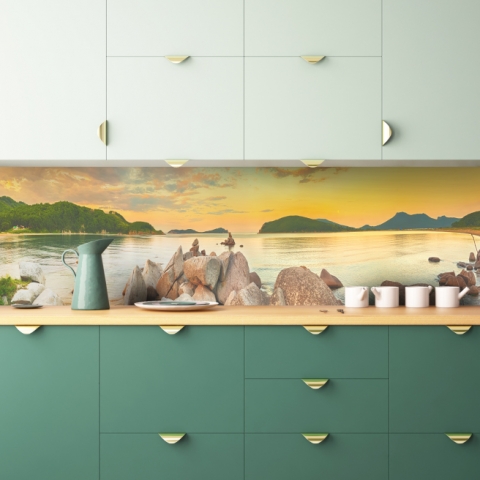 Küchenrückwand Goldene Landschaft