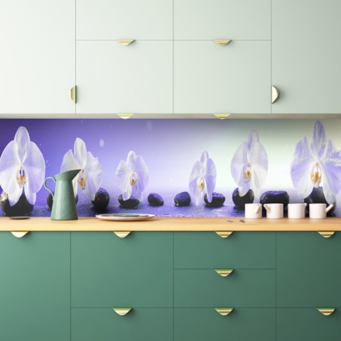 Küchenrückwand Orchideen Zen Steine