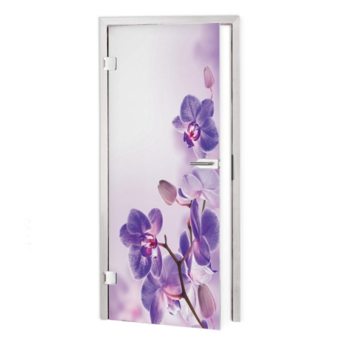 glastür folie Orchideen Violett
